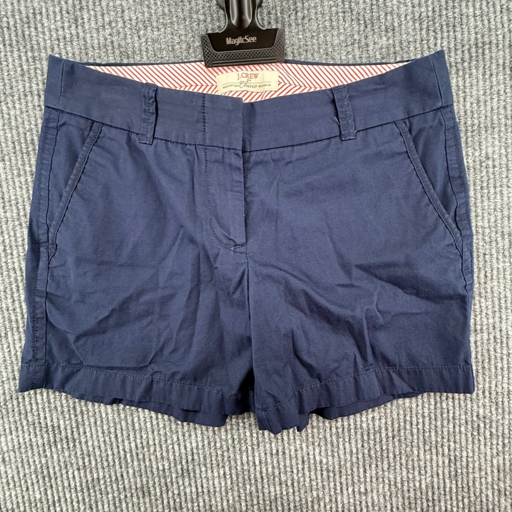 J.Crew Chino Shorts Womens 4 Navy Blue Excellent Broken-In Cotton 3"‎ Inseam